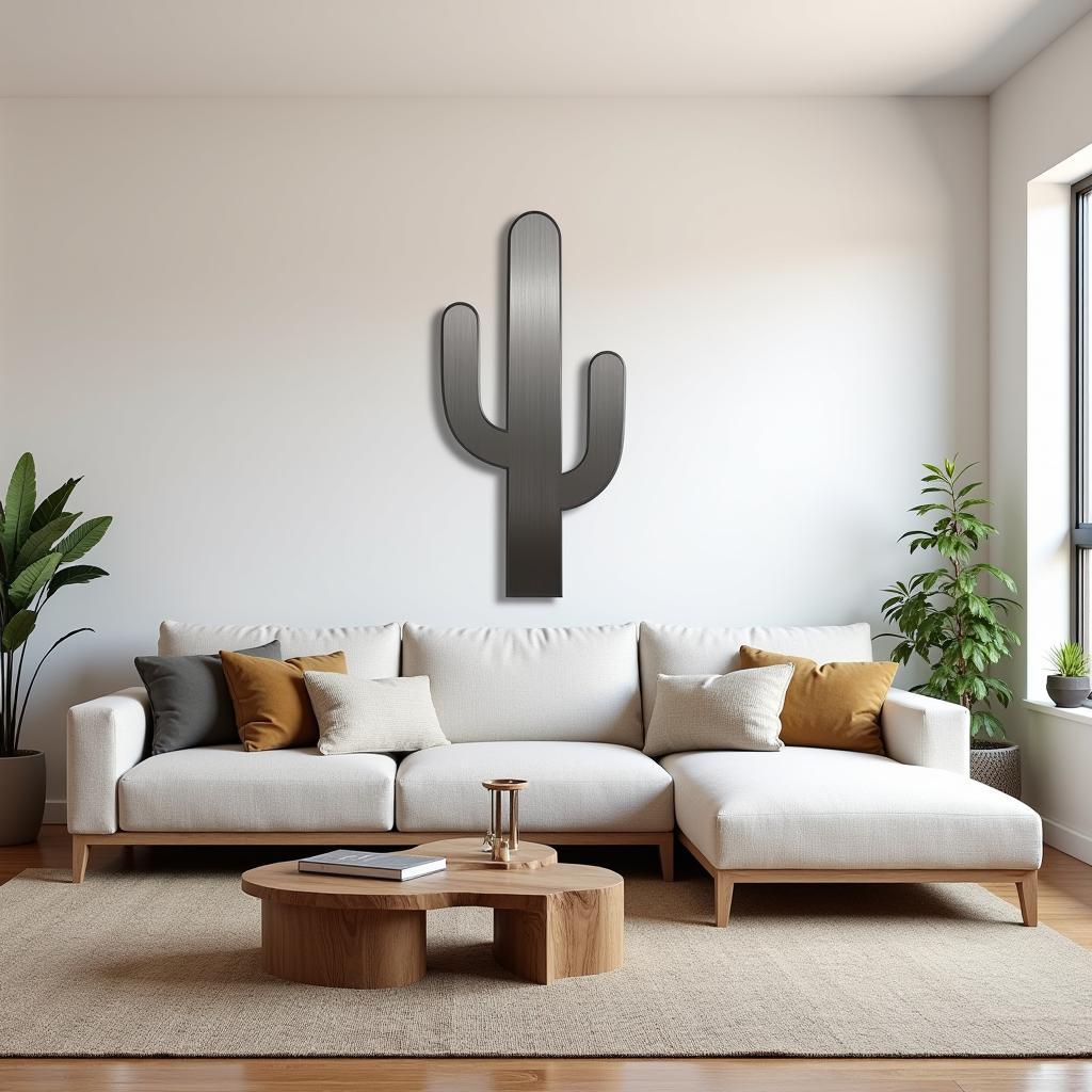 Cactus Metal Wall Art in Modern Interior