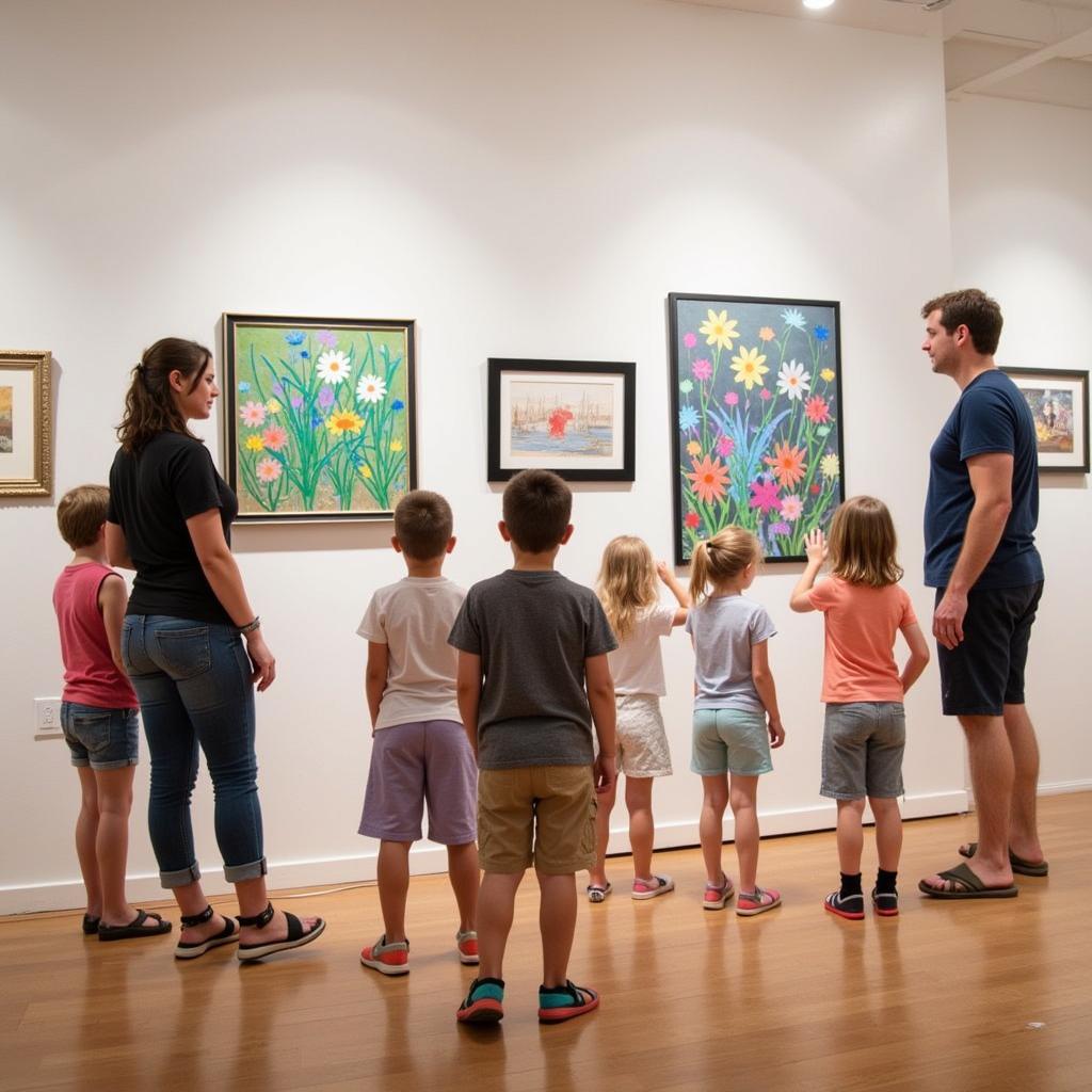 Camano Island Family Exploring Art Gallery