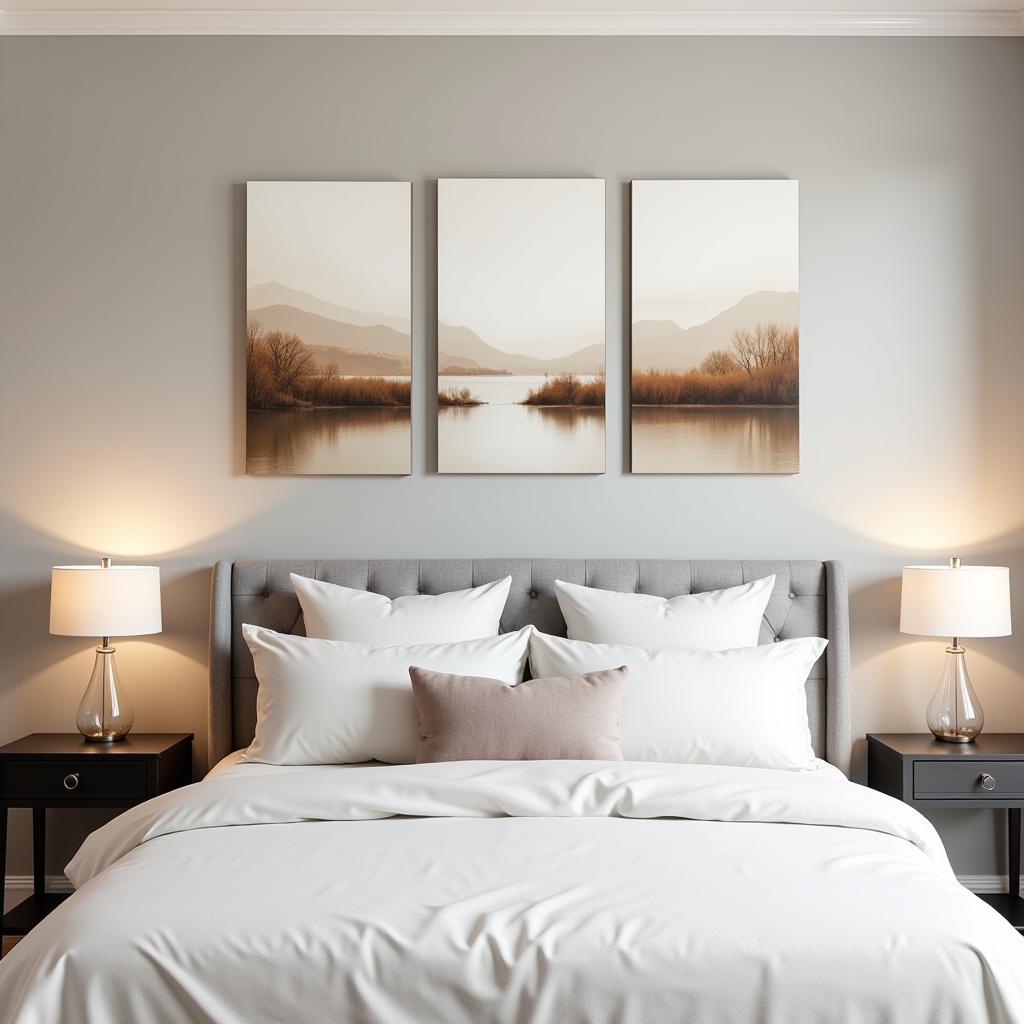 Canvas Art Set Above Bed in a Cozy Bedroom