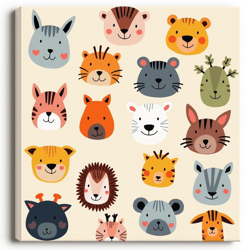 Canvas Children's Wall Art with Animal Prints