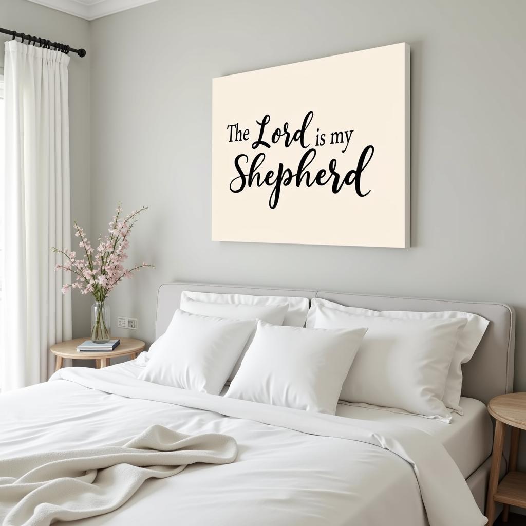 Canvas Print "The Lord is My Shepherd" Wall Art in Bedroom