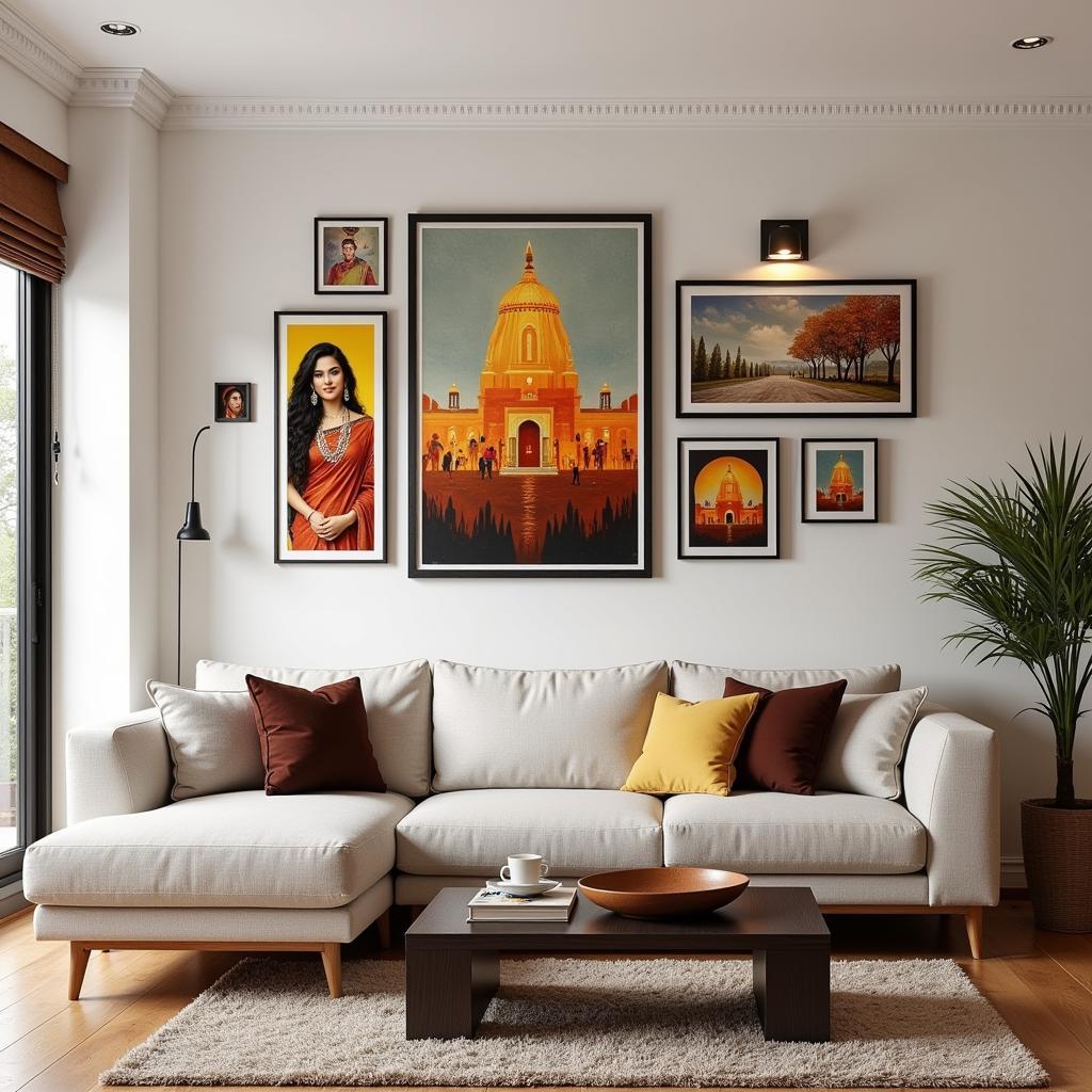 Canvas prints adorning the walls of a modern Indian home