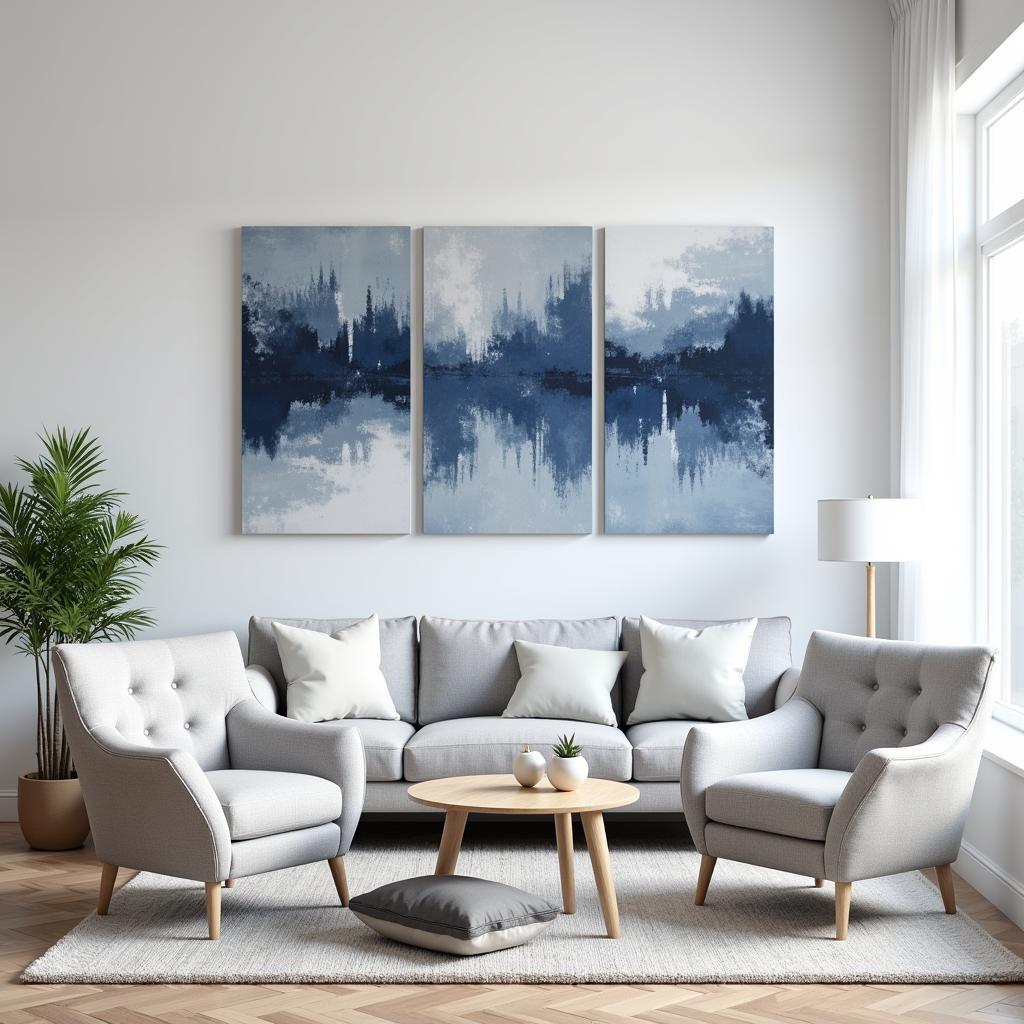 Canvas Wall Art Set of 3 in a Modern Living Room