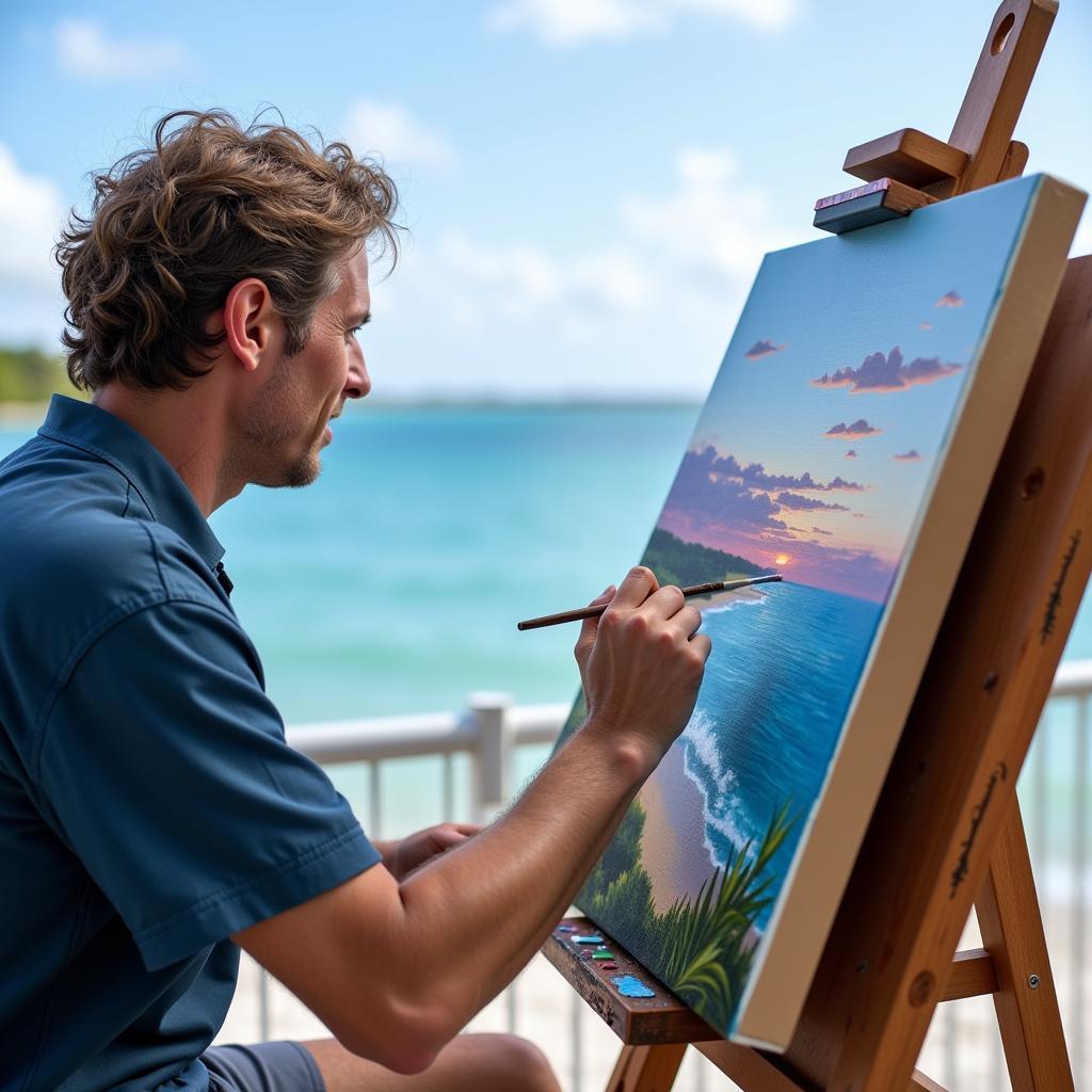 Cape Coral Artist Painting Seascape