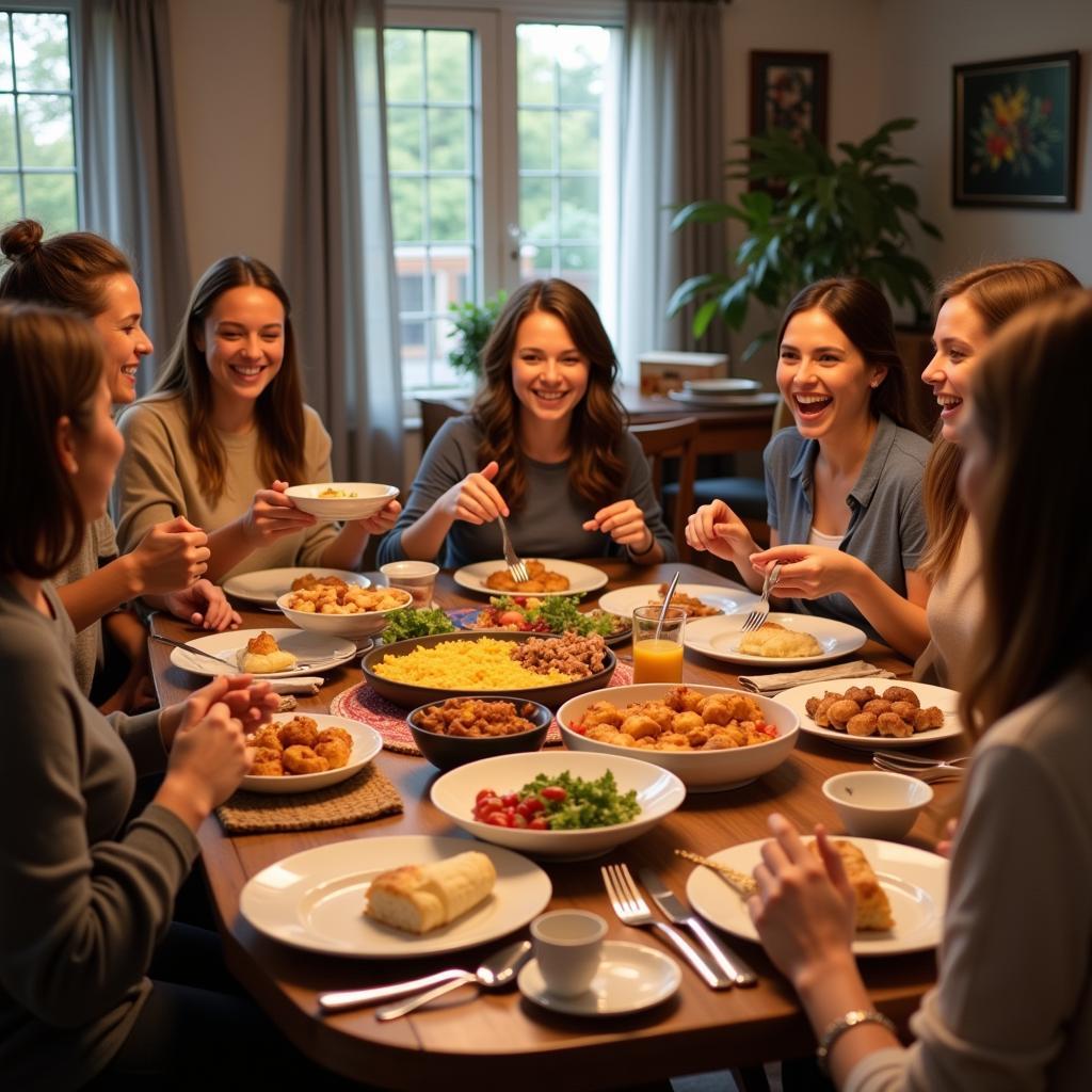 Friends Sharing a Casual Meal Together