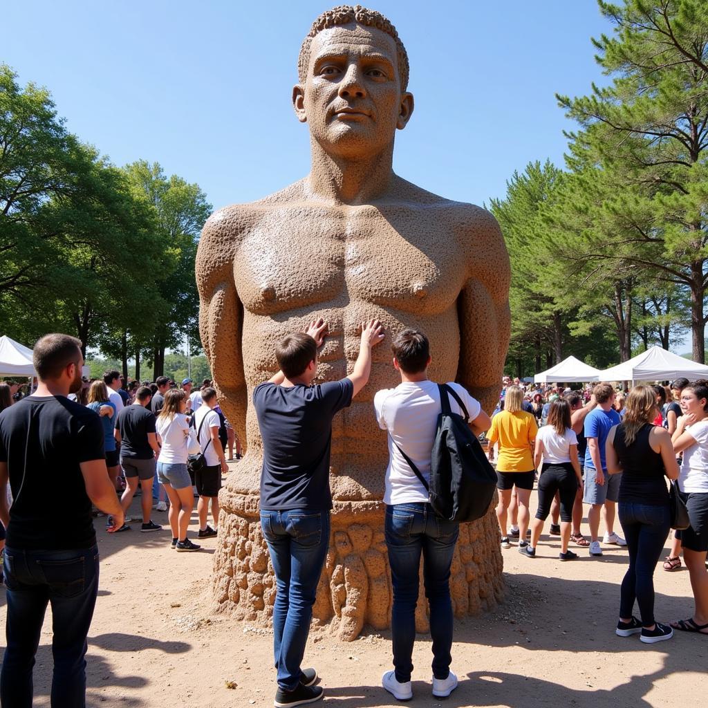 Visitors interacting with interactive art installations at Cave Creek Festival