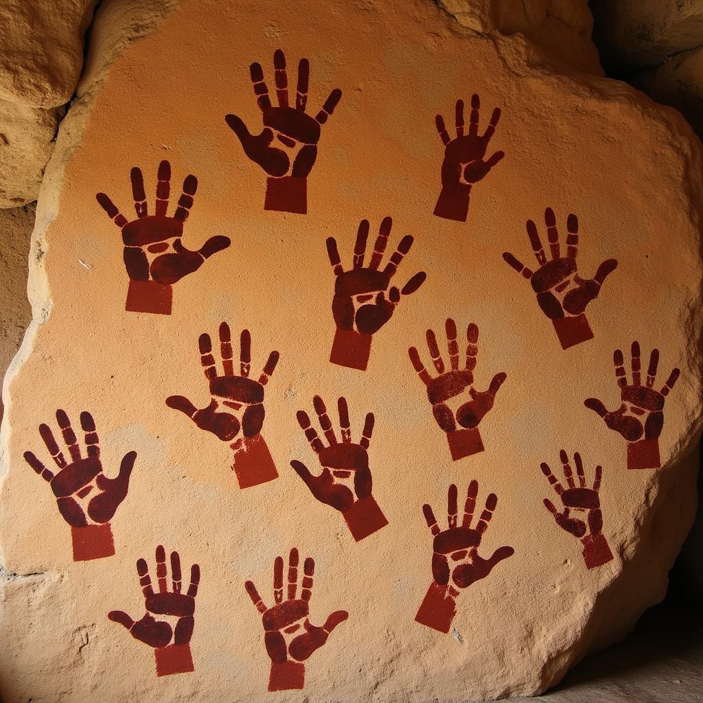 Hand Stencils in Indonesian Cave