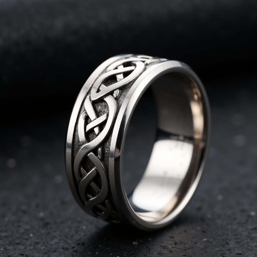 Celtic Knot Art Carved Men's Wedding Band