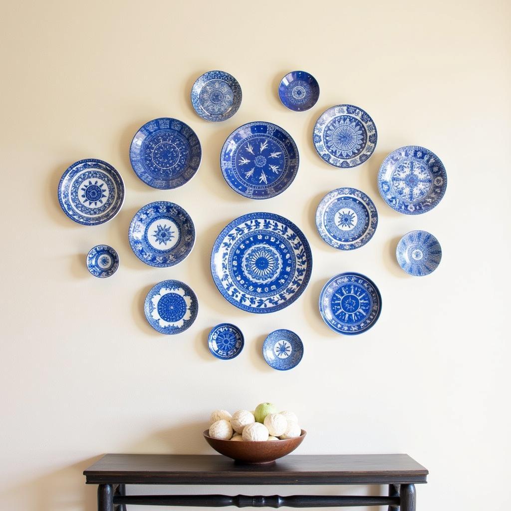 Symmetrical Ceramic Plate Wall Art Arrangement