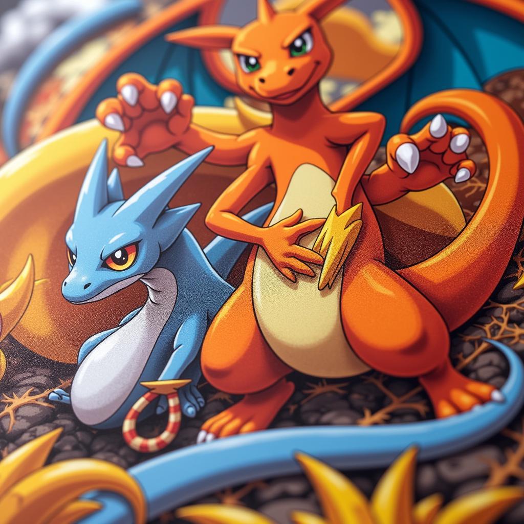 Charizard and Braixen GX Full Art Card Close Up