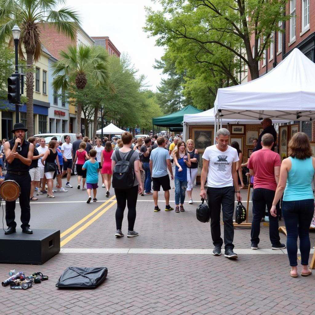 Charleston Art Walk with Street Performers and Artists