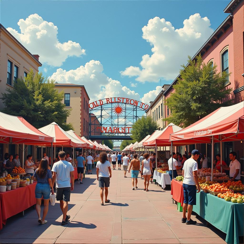 Charleston Canvas Art Featuring City Market Scene