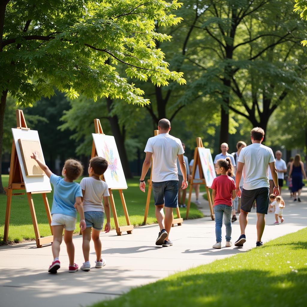 Families Enjoying Art at Chatham Art in the Park