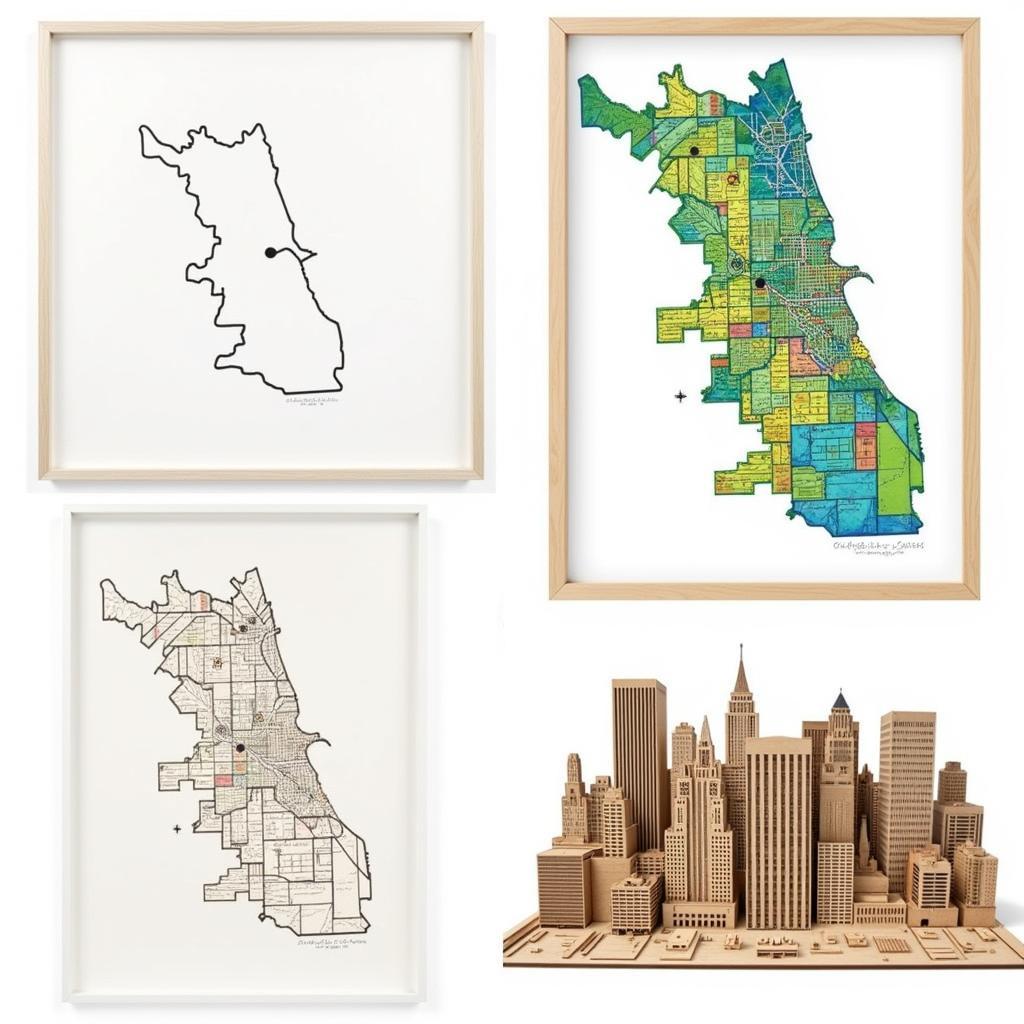 Diverse Styles of Chicago Map Art