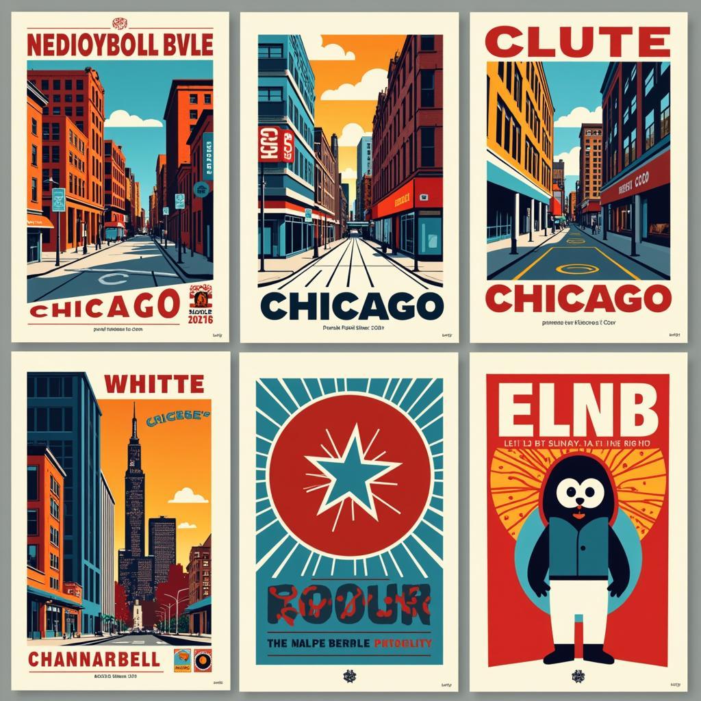 Contemporary Graphic Design Posters Featuring Chicago Themes