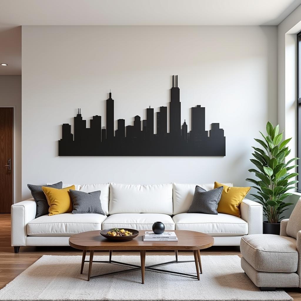 Chicago Wall Art Skyline in a Living Room