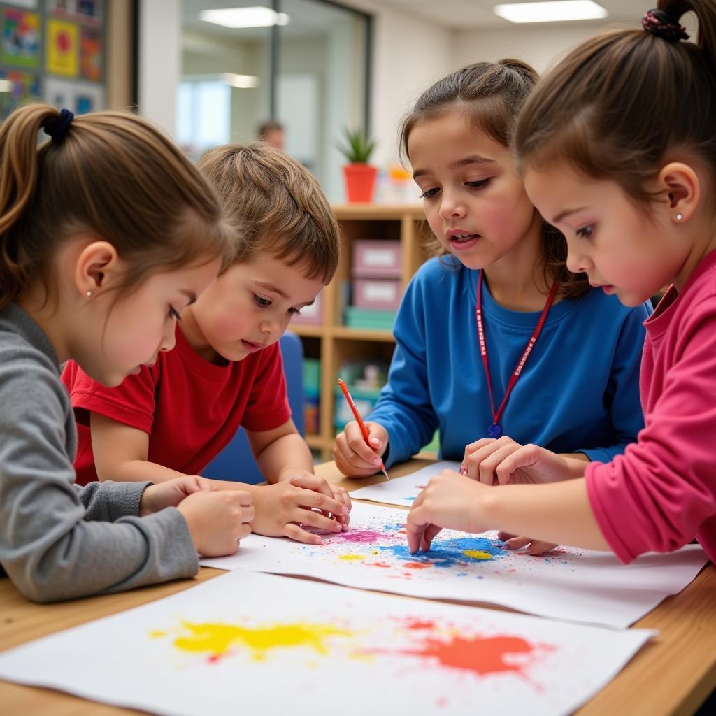 Children Collaborating on Art Project