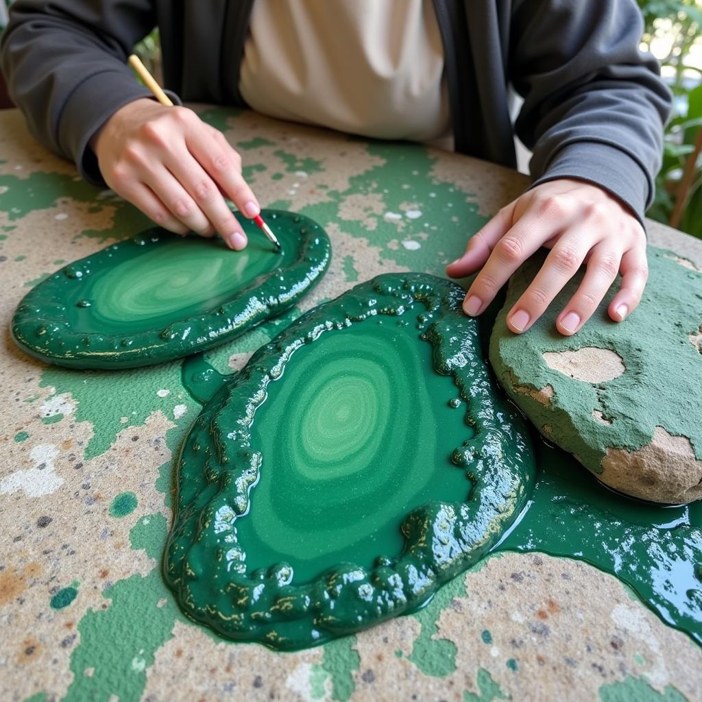 Chlorophyll Land Art Painting on Rocks