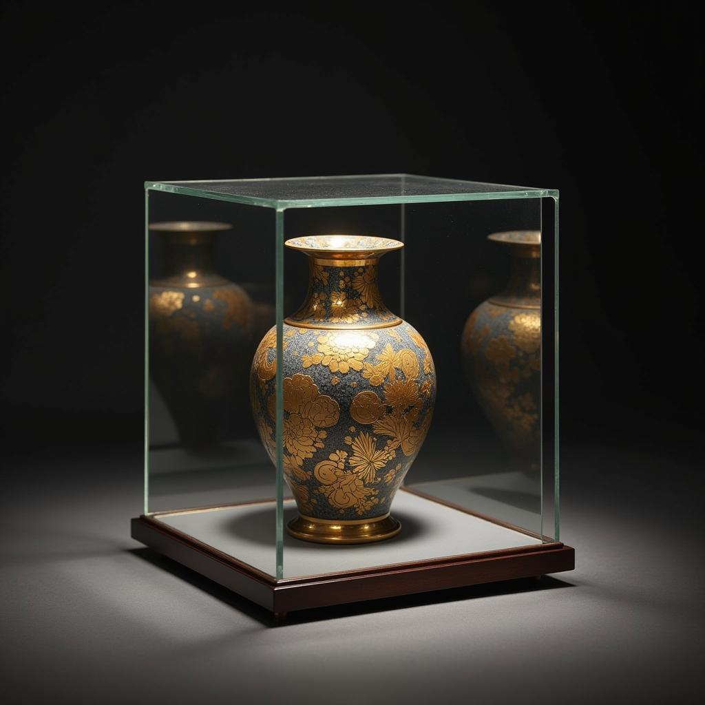 Chokin Art Vase 24kt Gold Displayed in a Protective Case