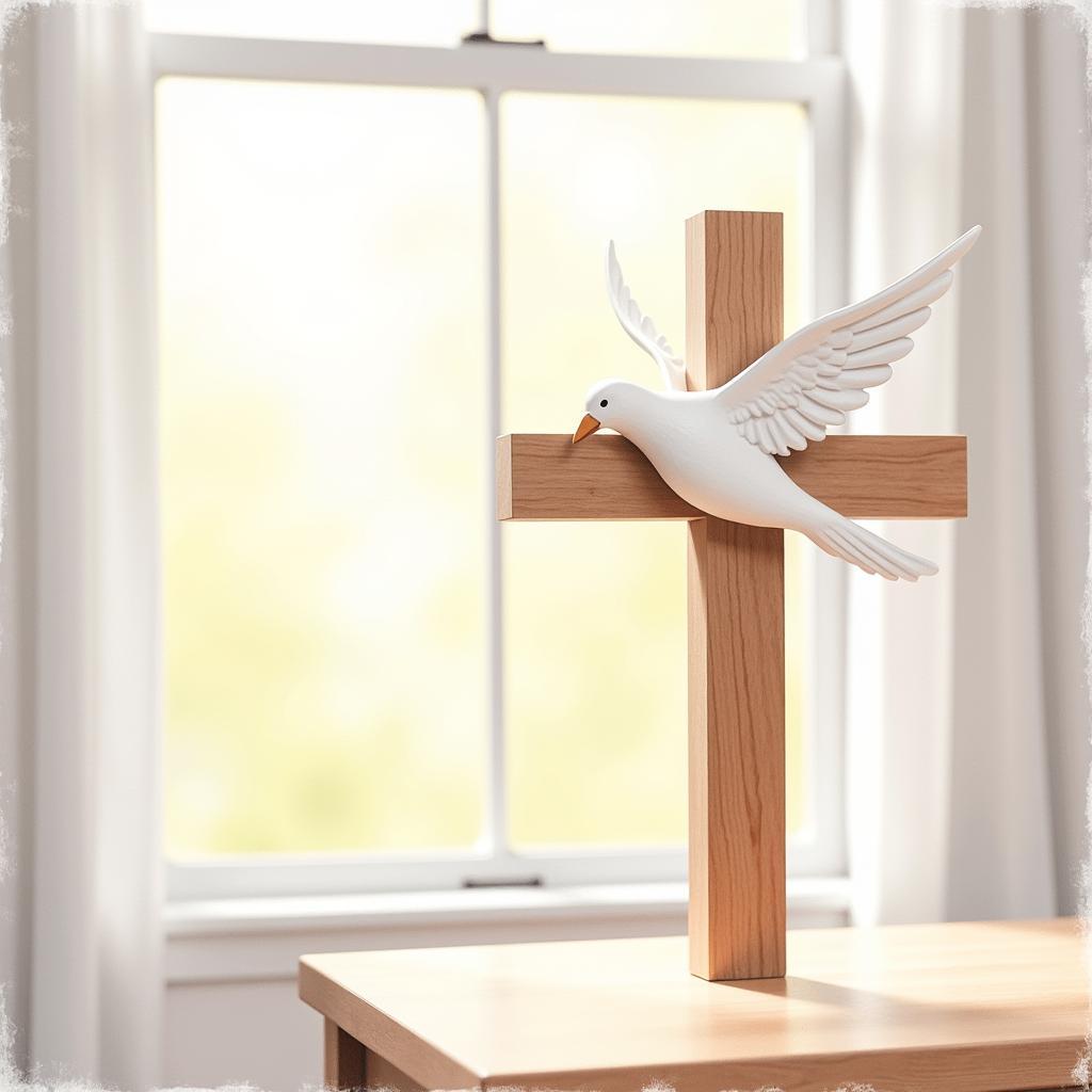 Christian Nursery Wall Art: Cross and Dove