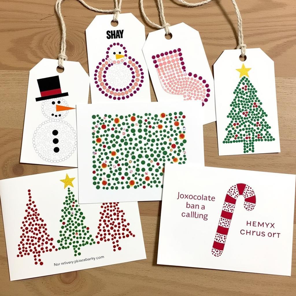 Christmas Dot Art Gift Tags and Cards