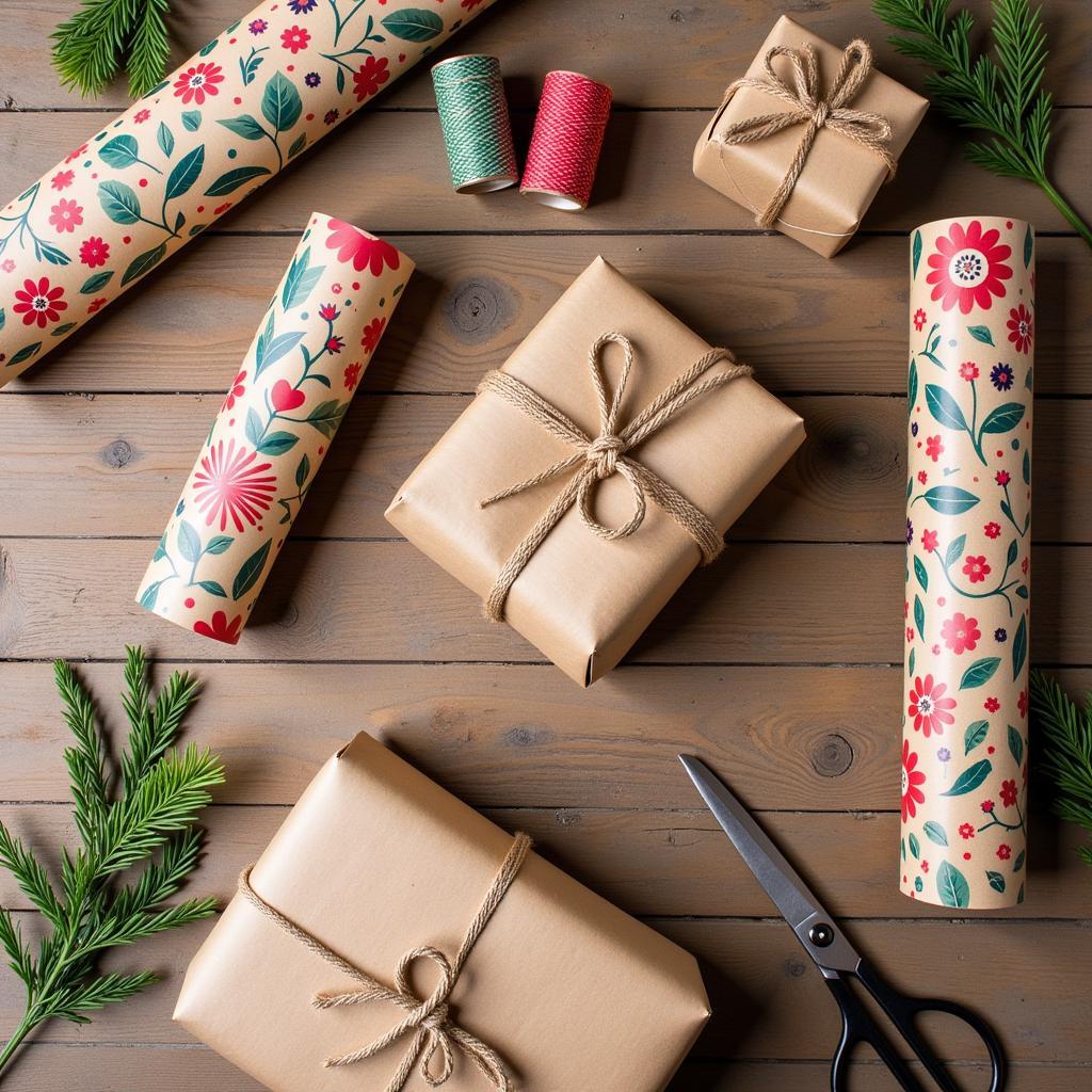 DIY Christmas Gift Wrapping with Folk Art Patterns