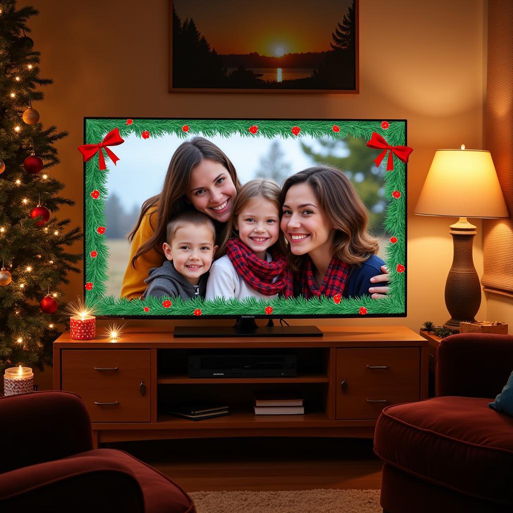 Personalized Christmas Family Photo on Frame TV