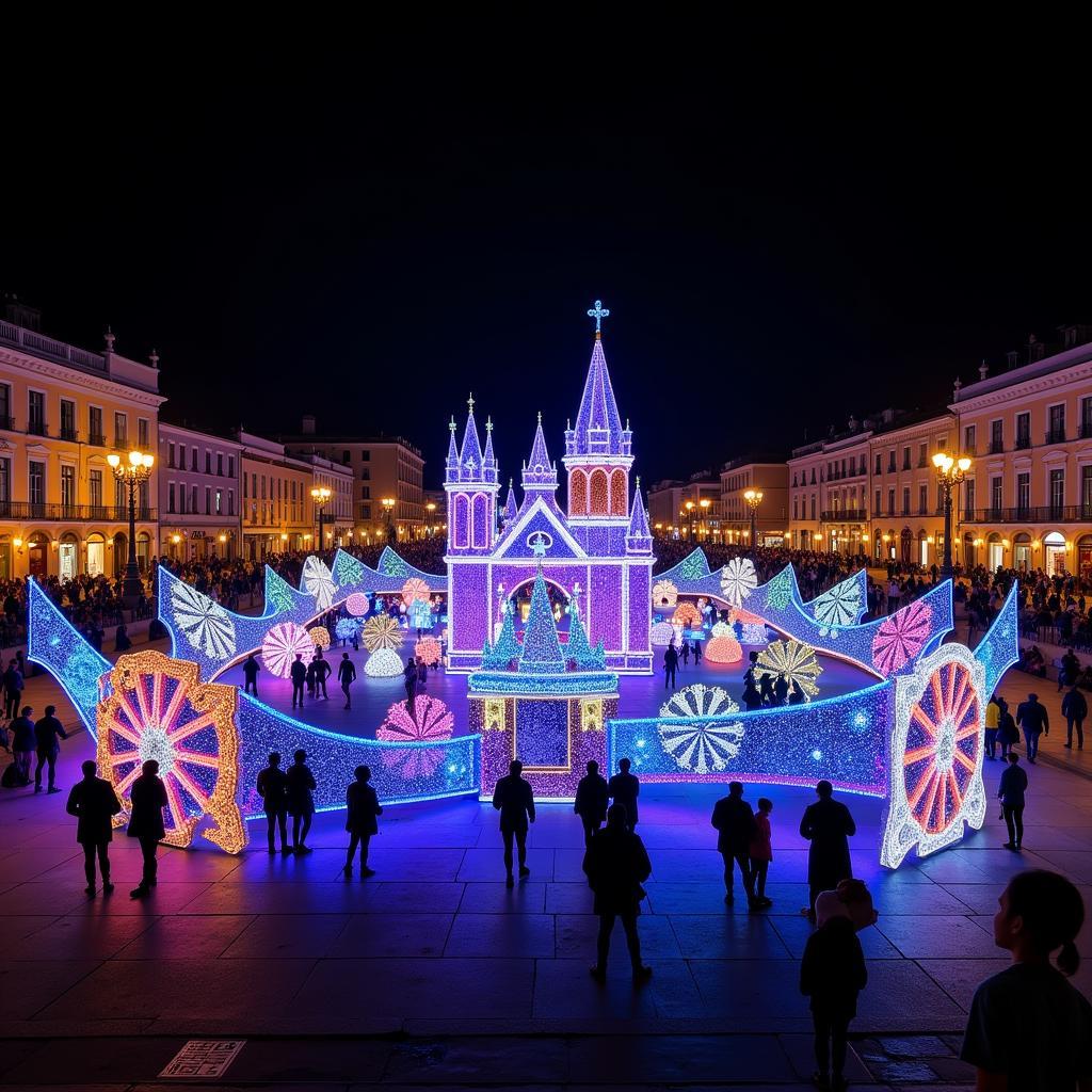 Christmas Lights Art Installation in a Public Space