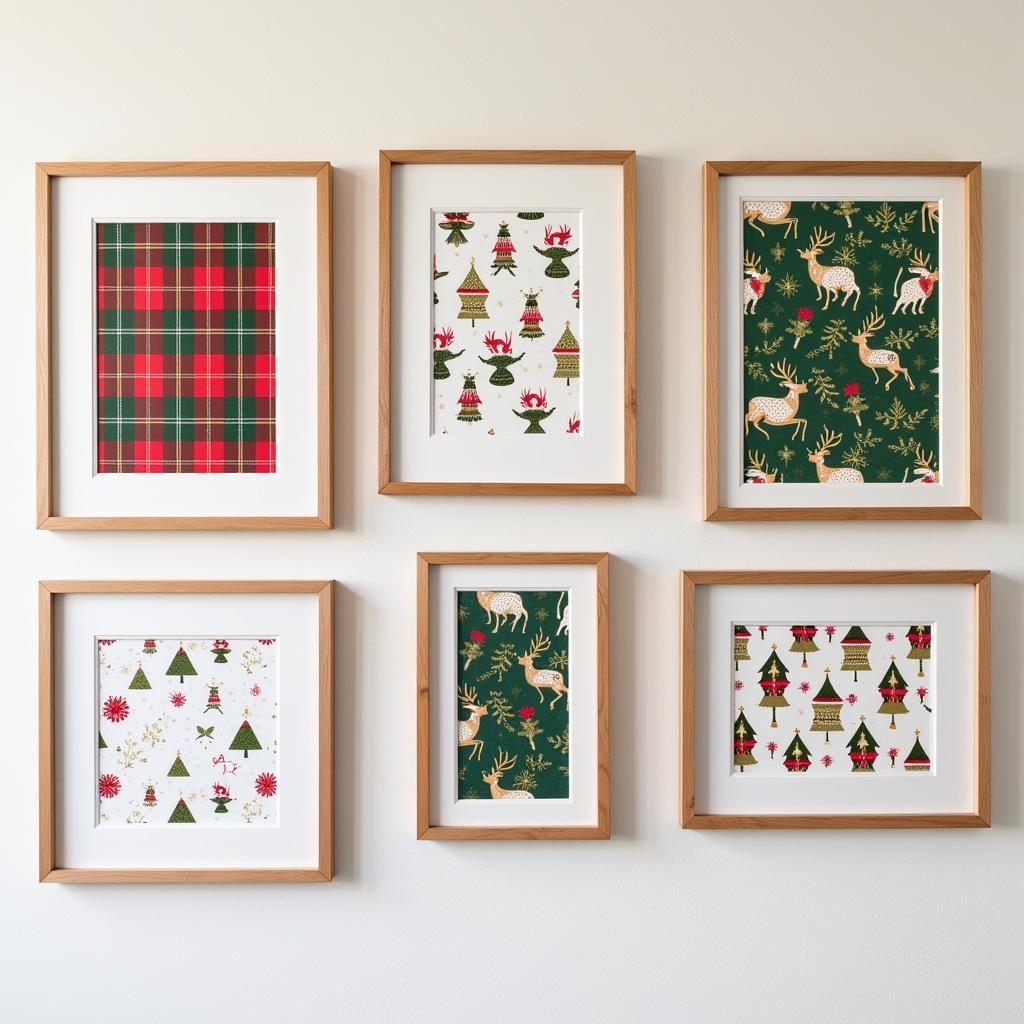 Framed Christmas Wrapping Paper Wall Art