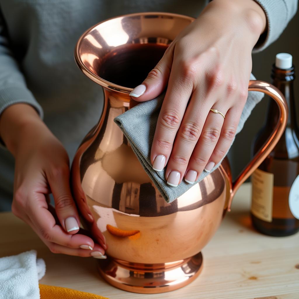 Cleaning and Polishing an Arts and Crafts Copper Jug