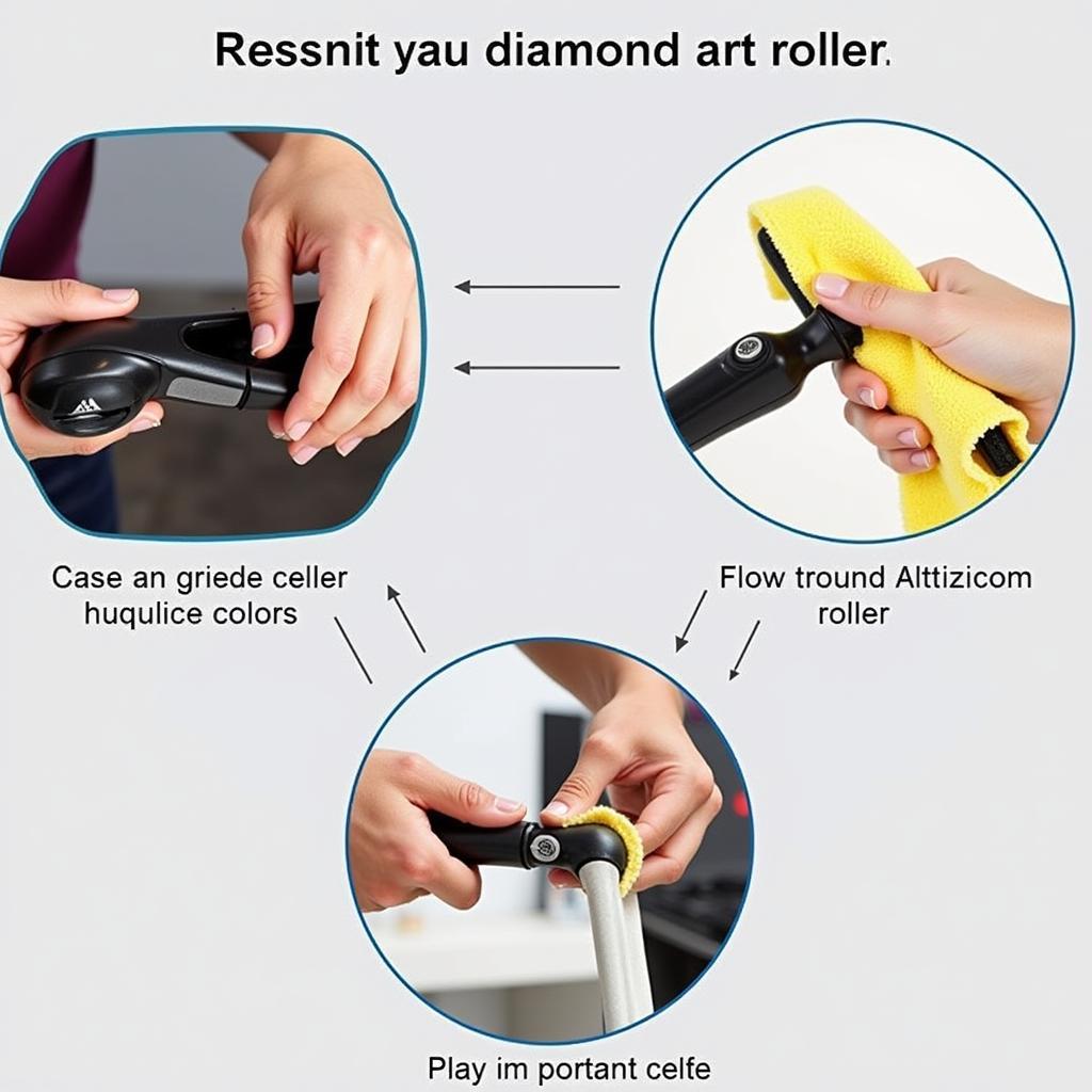 Cleaning a diamond art roller with a soft cloth