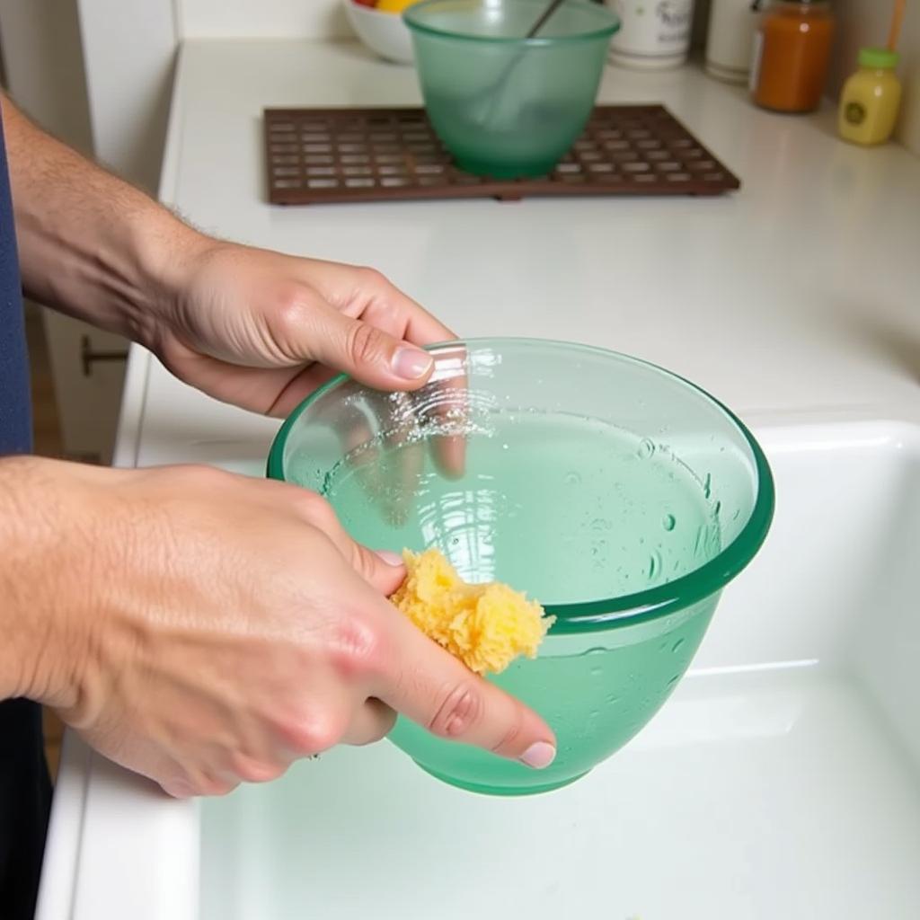 Cleaning a Green Art Glass Bowl