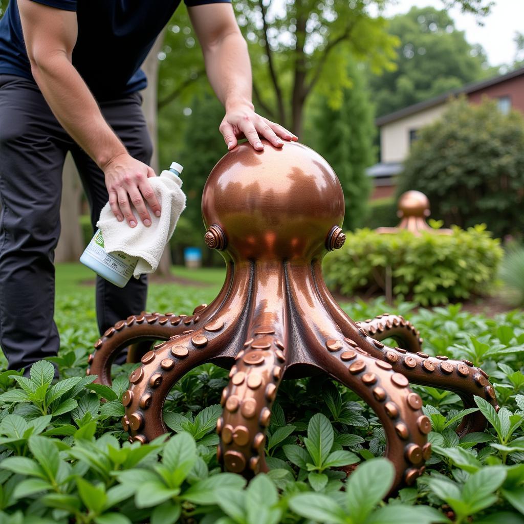 Cleaning Octopus Metal Garden Sculpture