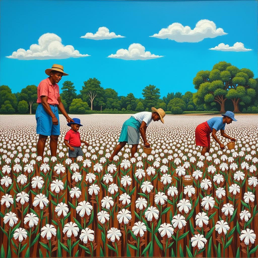 Clementine Hunter Painting Cotton Harvest