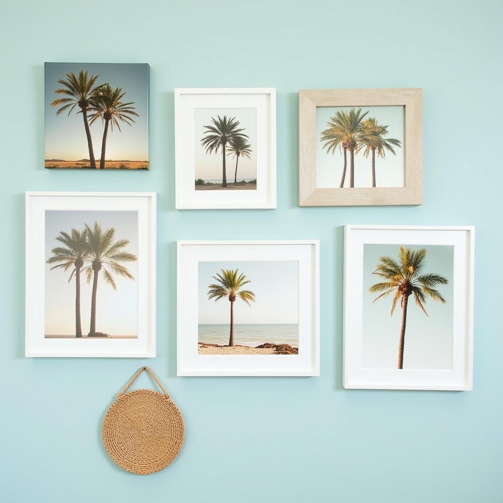 Coastal Gallery Wall with Palmetto Tree Canvas Art