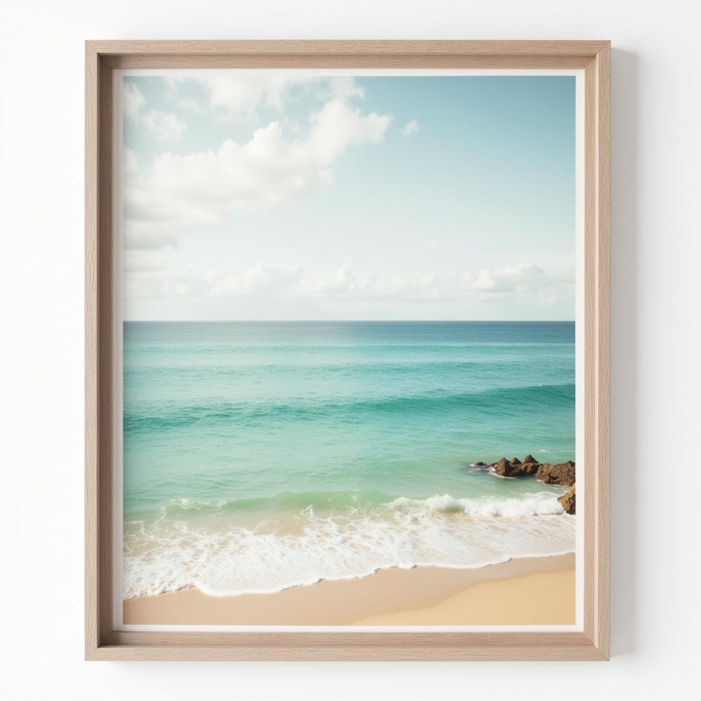 Coastal Large Wood Framed Wall Art Depicting a Seascape