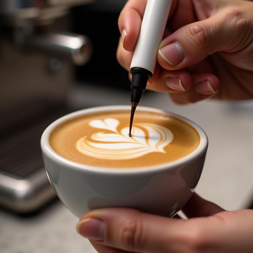 Using a Coffee Latte Art Pen to Create a Swan Design