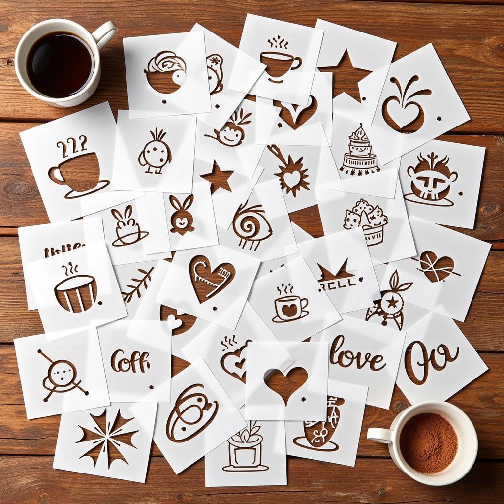 Various Coffee Latte Art Stencils