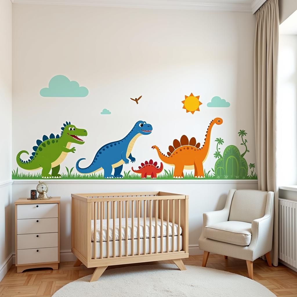 Colorful Dinosaur Stickers for Nursery Decor