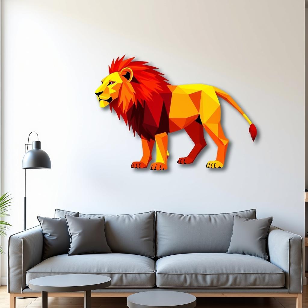 Colorful Geometric Lion Acrylic Wall Art