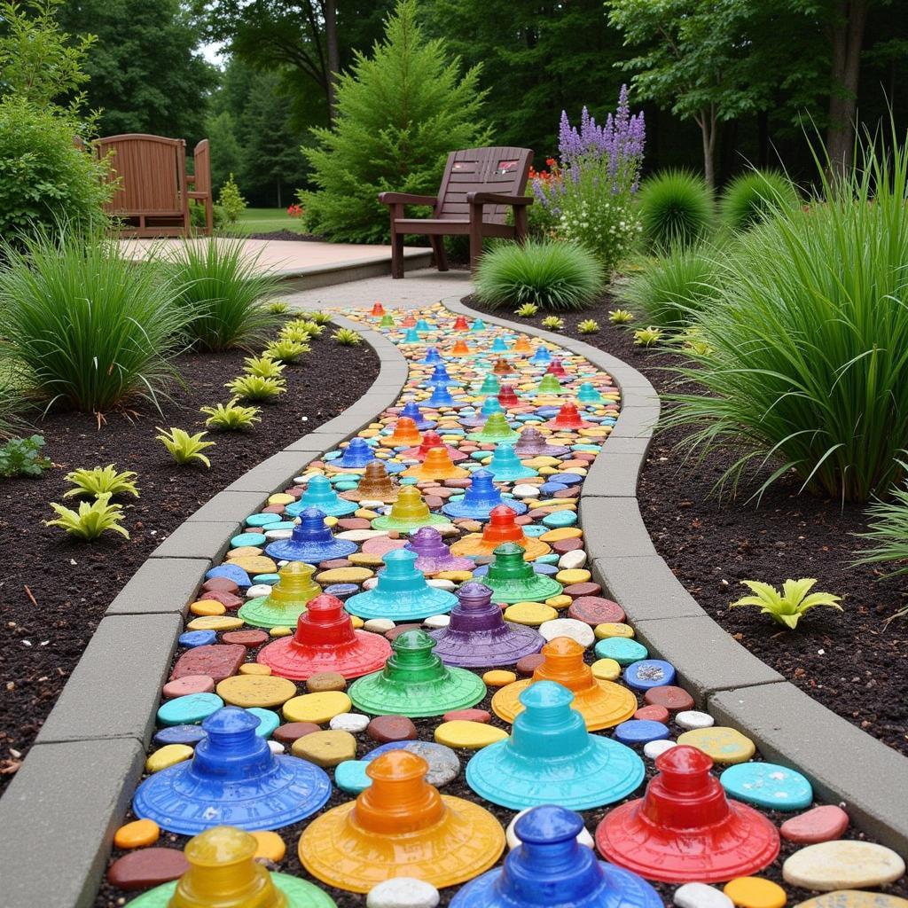 Colorful Glass Insulator Garden Mosaic