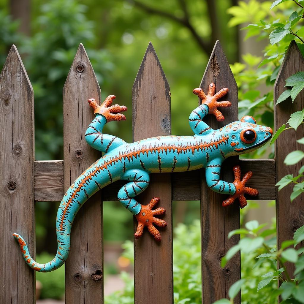 Vibrant Metal Gecko Wall Art for Garden Patio