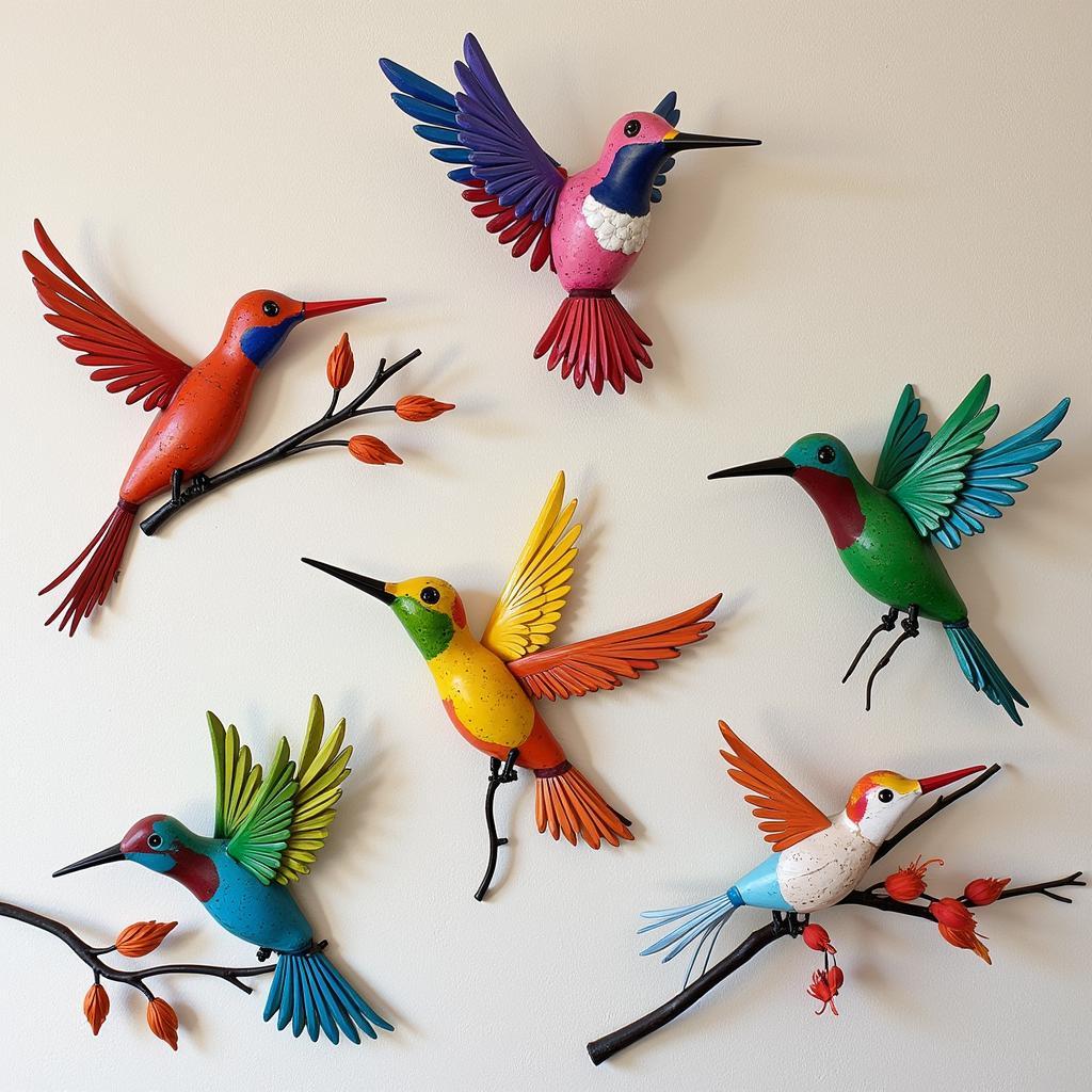 Colorful Metal Hummingbird Wall Art