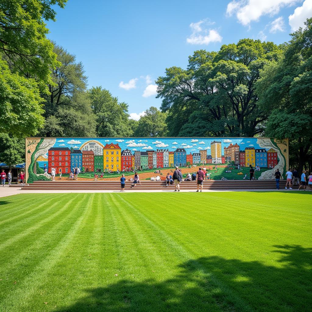 Colorful Tile Art Public Park Mural