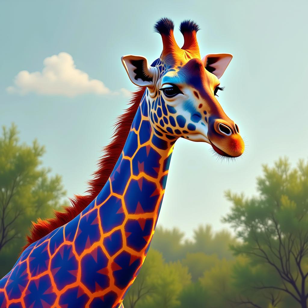 Colourful Giraffe Digital Painting