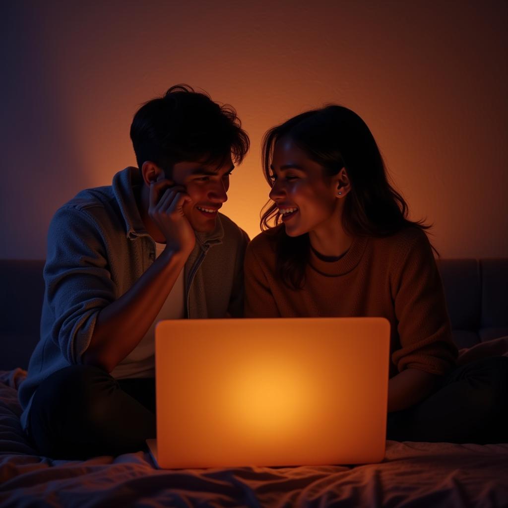 Couple Communicating Through Digital Art