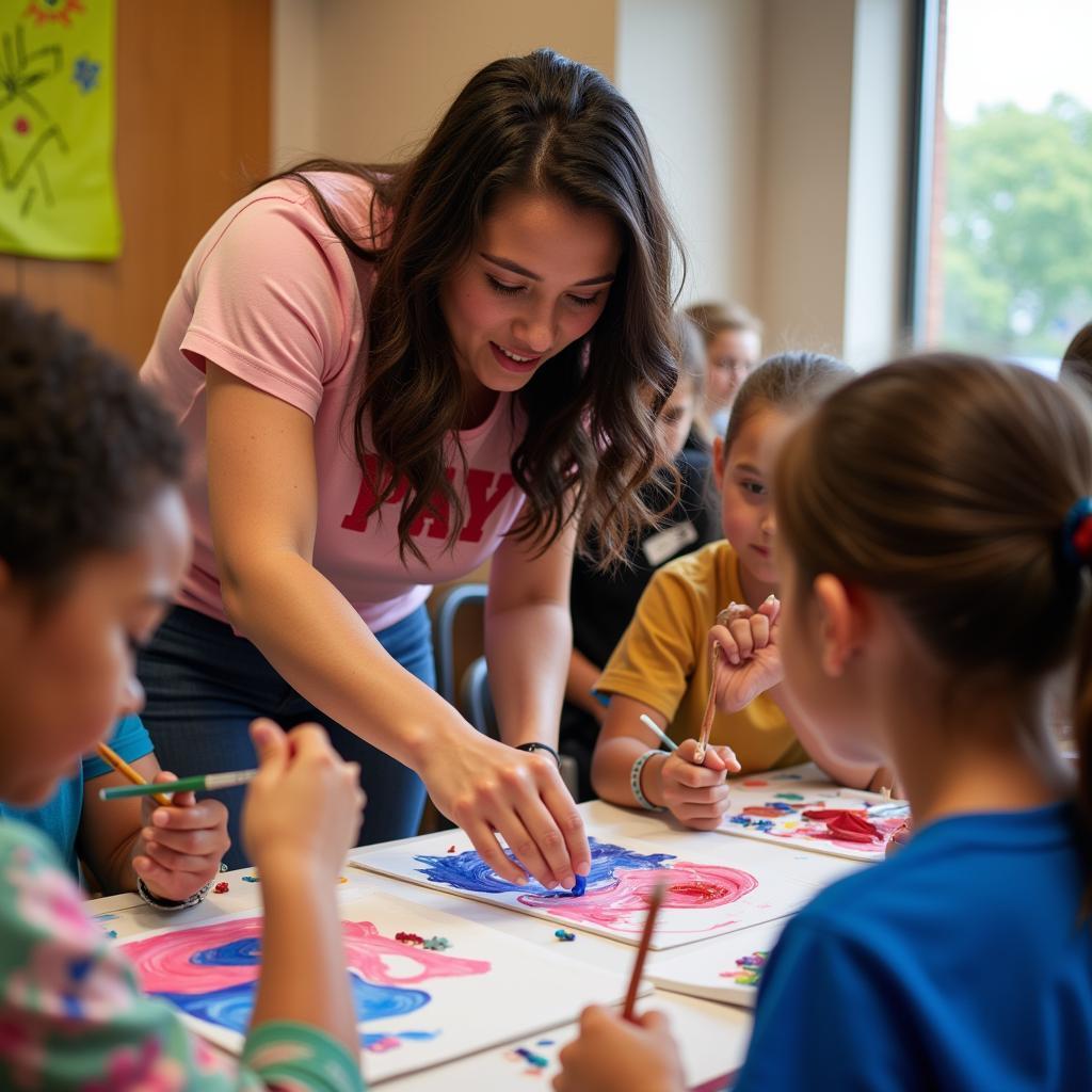 Volunteer Helping with Art Class