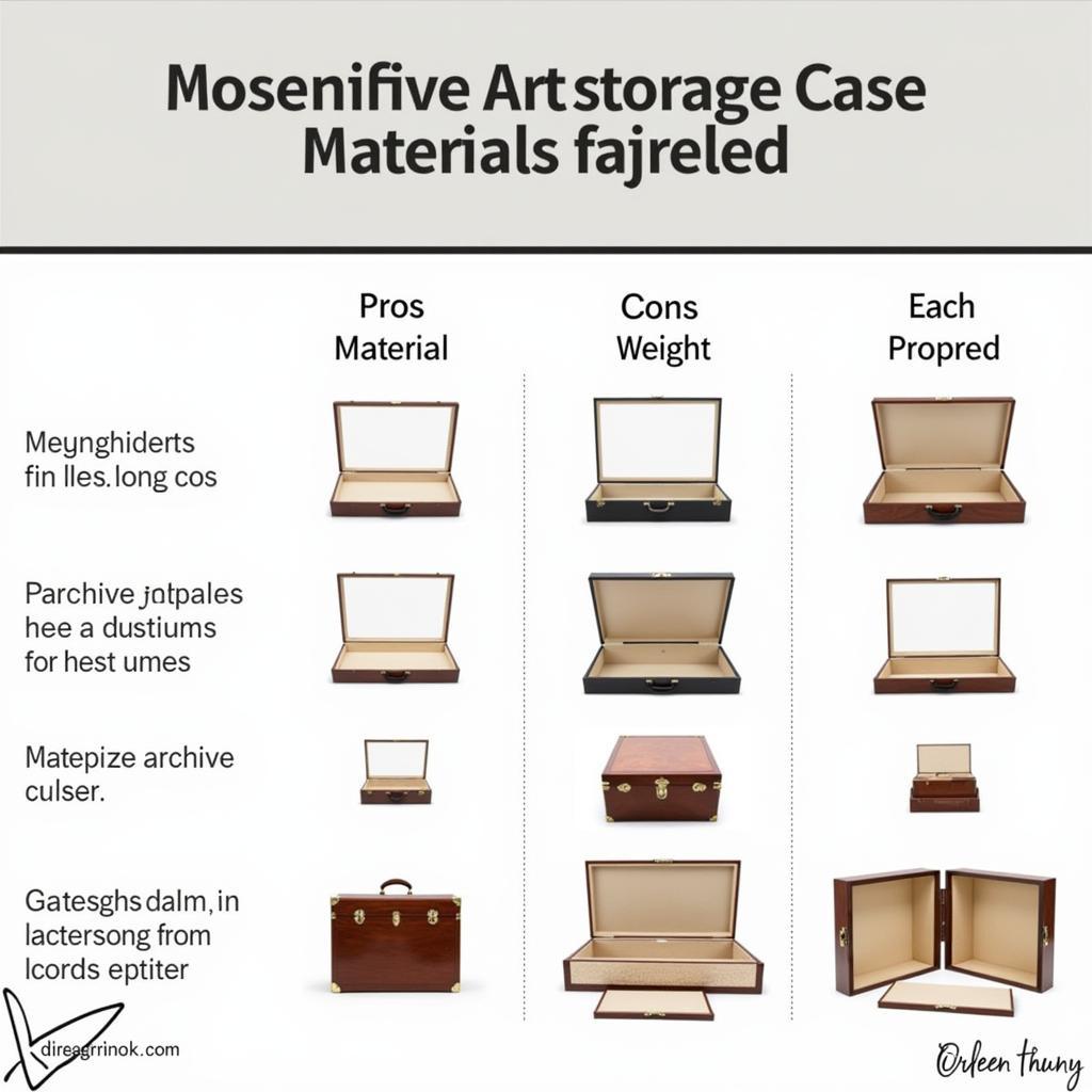 Comparing different materials used for art storage cases, including metal, wood, and plastic.