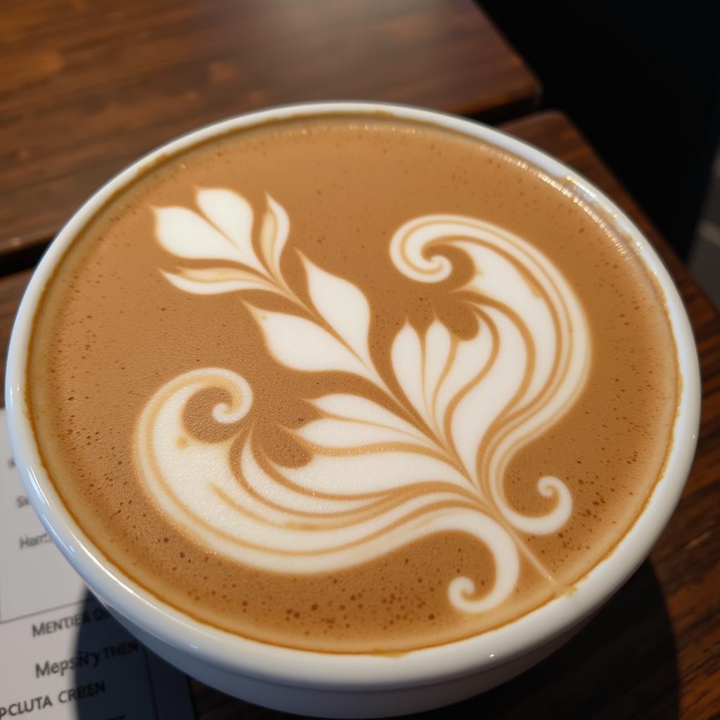 Intricate Latte Art Design Created Using a Coffee Latte Art Pen