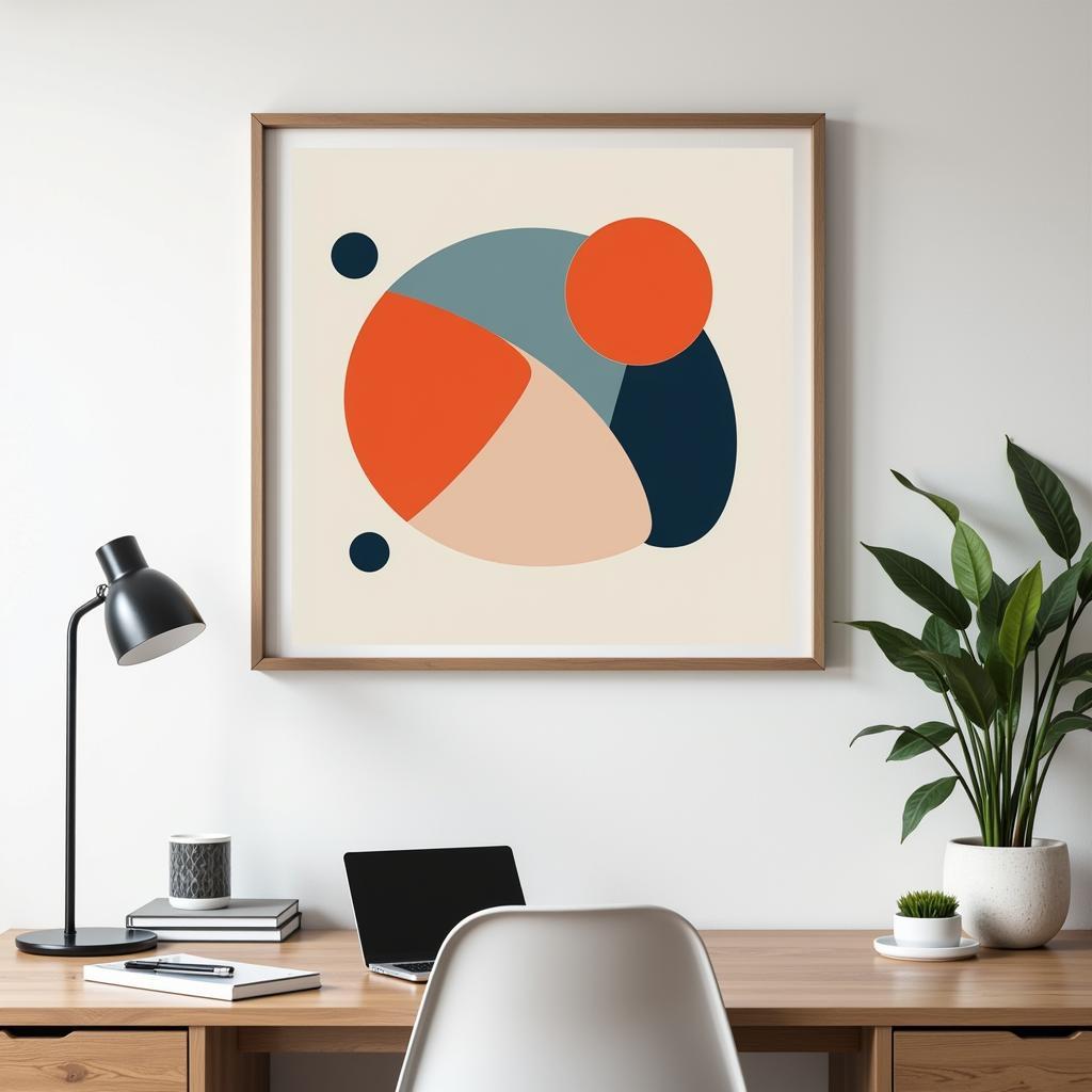 Contemporary Art Framed Print in a Home Office